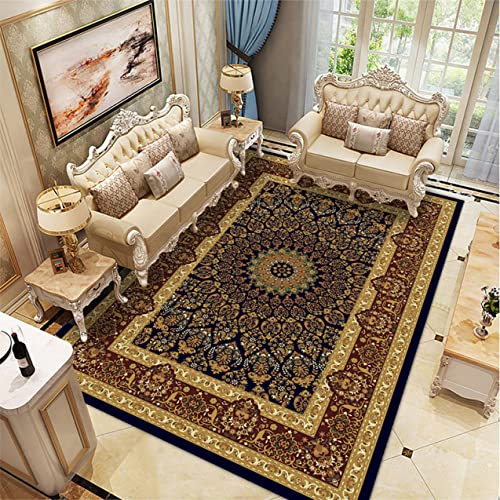 mongdodo ラグ 140×200cm タイプ 約 1.5畳 ヴィンテージ風 アンティーク おしゃれ シルク タッチ ペルシャ 絨毯 柄 高級 ベージュ ヨーロピアン クラシック モケット織り ラグカーペット 140*200cm ホットカーペット対応