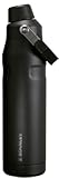 IceFlow Fast Flow Water Bottle 36 oz | Angled Spout Lid | Lightweight and Leakproof for Travel and Sports | Insulated Stainless Steel | BPA-Free | Black 2.0