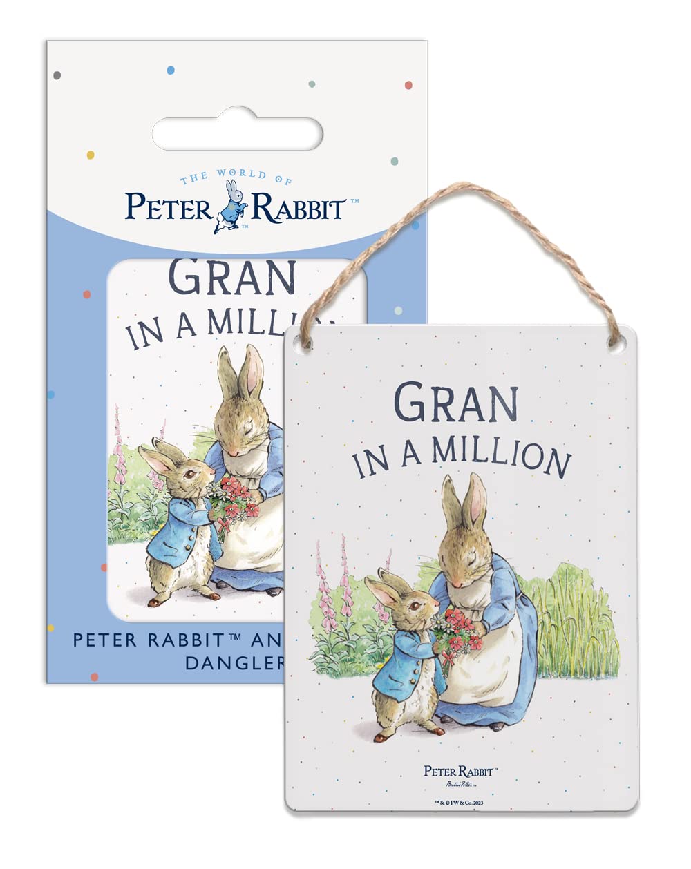 The Original Metal Sign Peter Rabbit - Gran In A Million Metal Dangler Sign (65 X 90 Mm) - Beatrix Potter