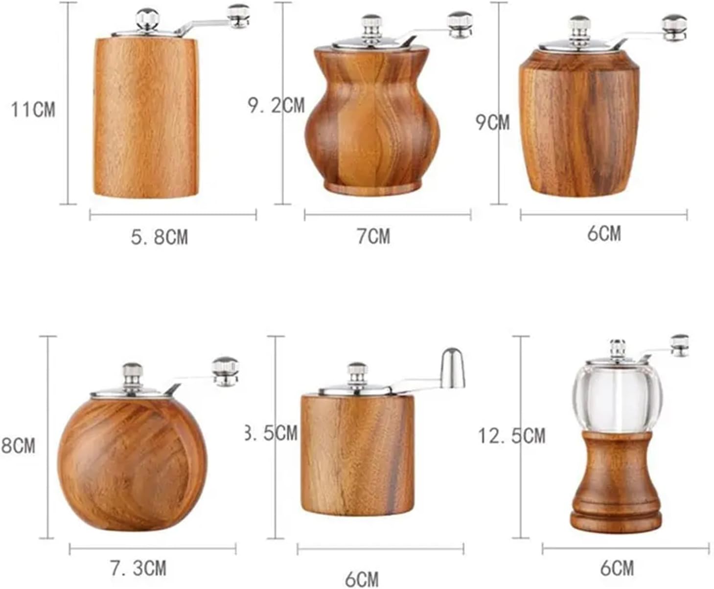 Manual Salt Pepper Grinders,Solid Wood Mills With Adjustable Coarseness By Ceramic Rotor,Kitchen Cooking Tool, Shaker(Vase style)
