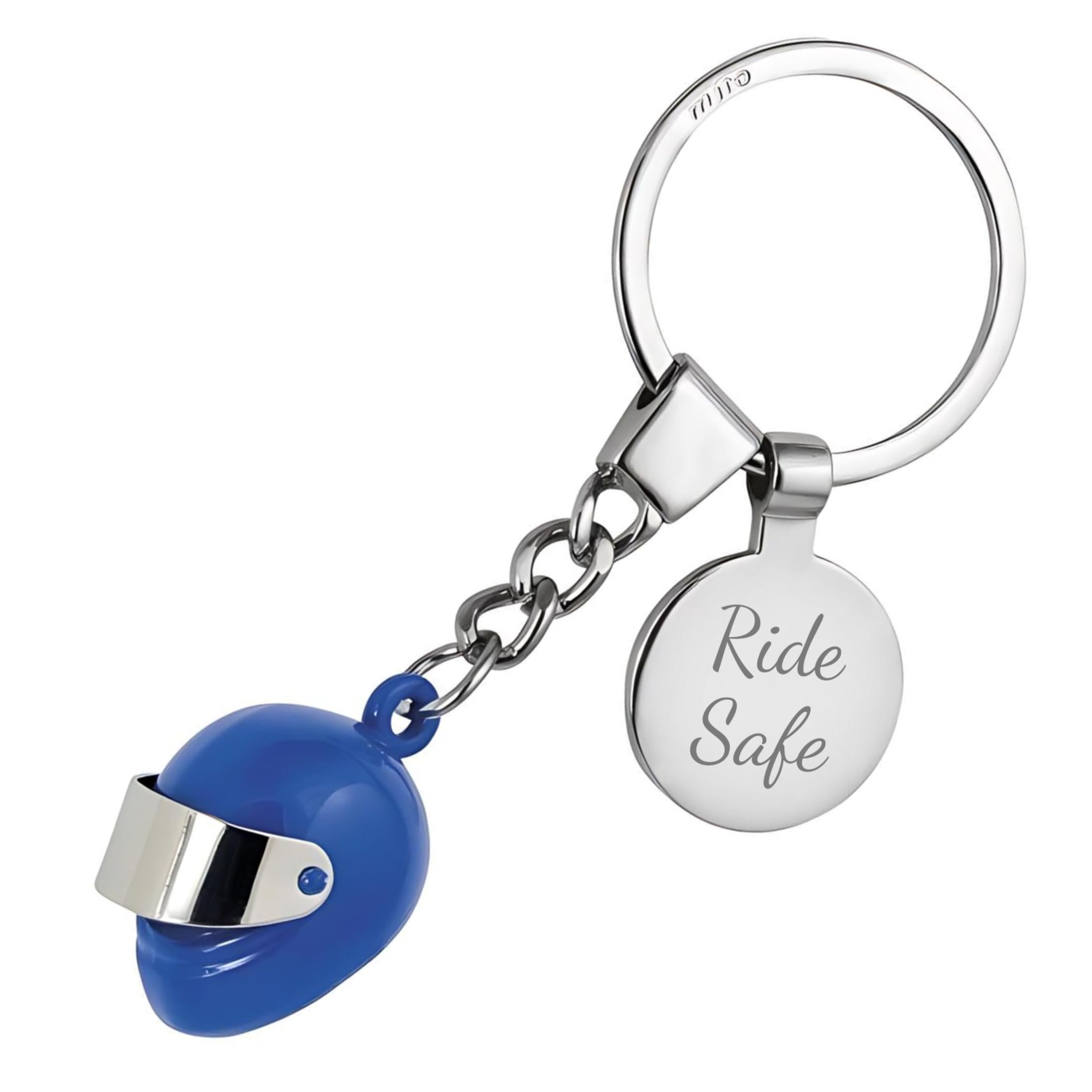 Personalised Blue Motorbike/Motorcycle Helmet Keyring Small Style | Unique Gift for Bikers, New Drivers, Men and Women | Cool Keychain Accessories for Superbike, Mopeds, Keys and Bag | Boxed