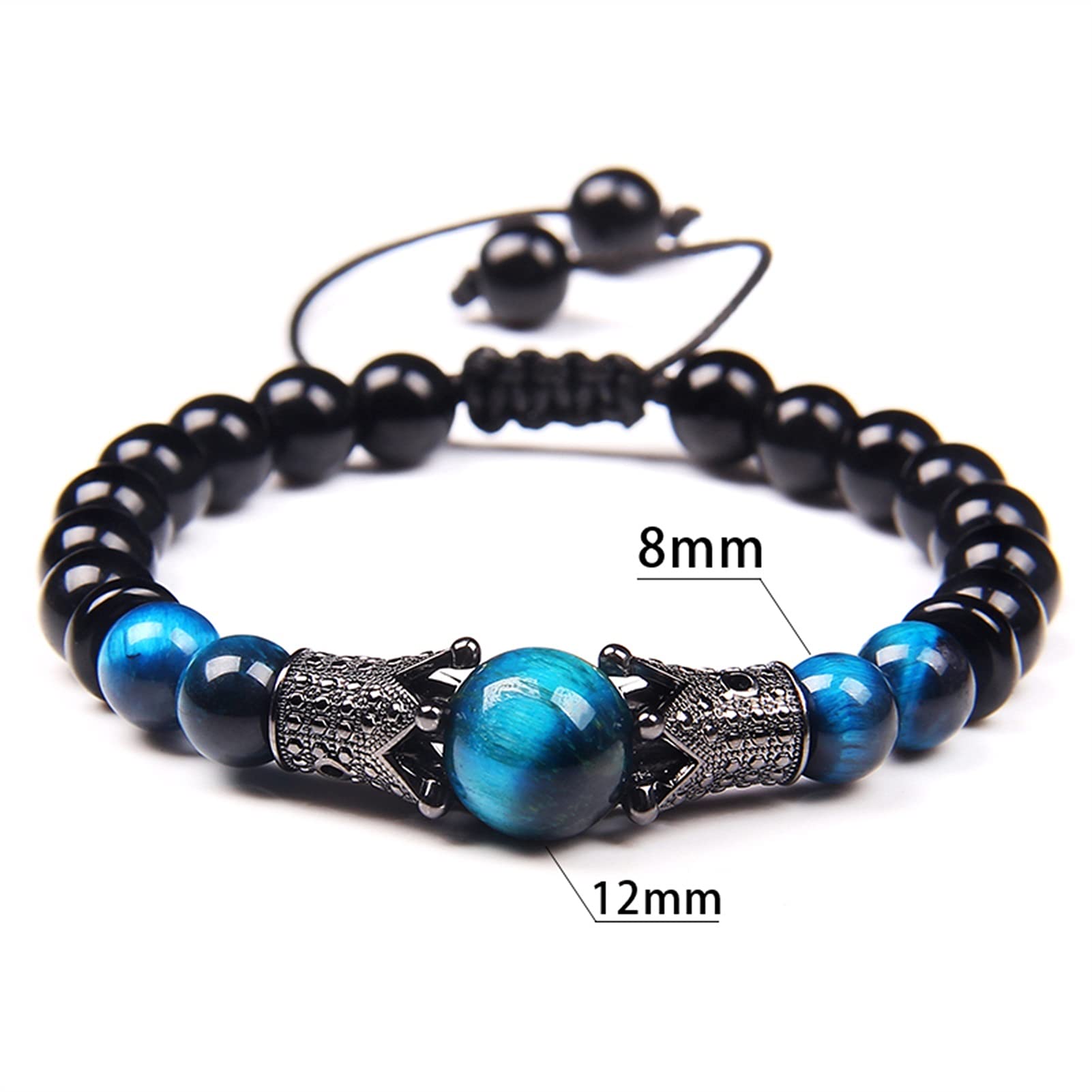 Bransoletka z kamienia naturalnego Biżuteria dla par Buddyzm Bransoletki z tygrysim okiem Ręcznie splot Czarna lina Dostosuj Charms Bangle Mężczyźni Modlitwa Mala Pulsera Bransoletka Biżuteria