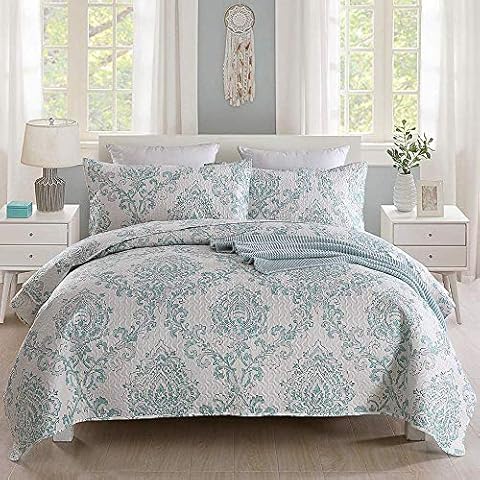 MERRY HOME Quilt Set Queen, Pattern Printed Bedspread Set, 3 Pieces, Soft Microfiber Bedding Quilt Coverlet for All Season Cover