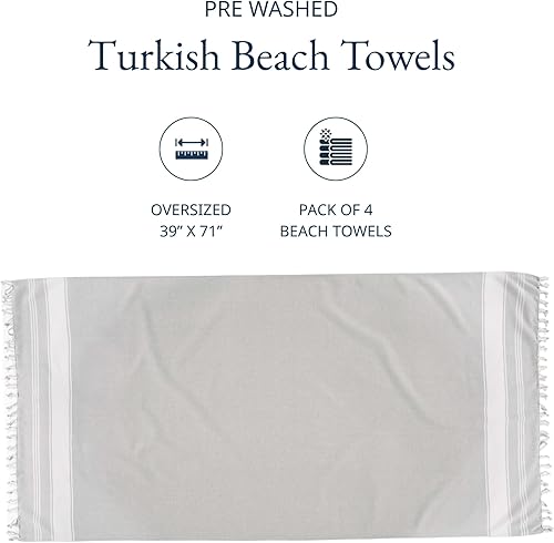 Vista 152 de LANE LINEN Juego de 6 toallas de playa turcas para mujer, tamaño grande, 39 x 71 pulgadas, prelavadas, no se encogen, no se encogen, sin arena