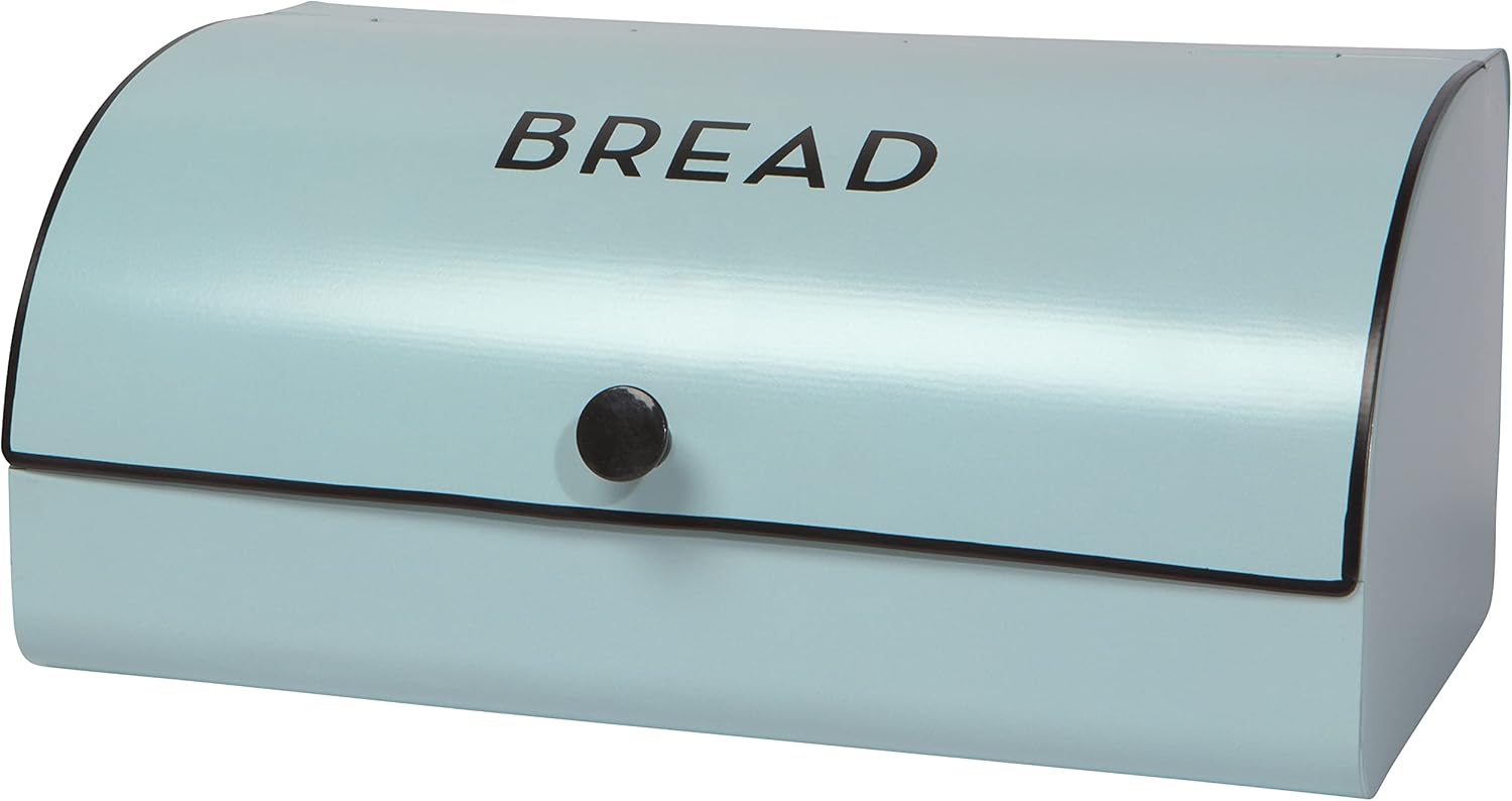 Now Designs Matte Finish Bread Storage Bin, Robin Egg Blue, 16x9x6.5 inches