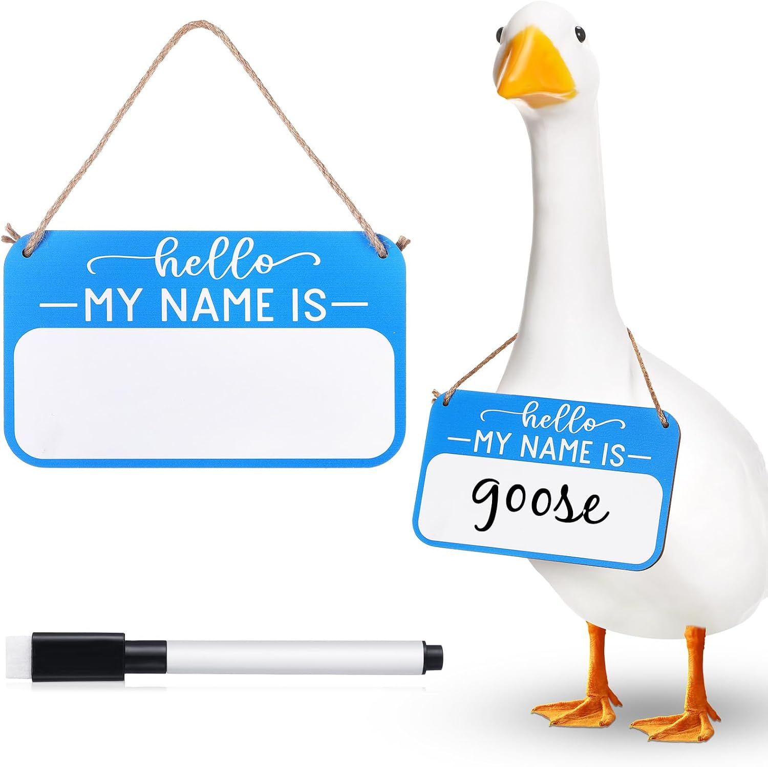 Porch Goose Sign Hello My Name Is Tag Wooden DIY Sign Waterpen