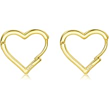 925 Sterling Silver 1.6CM Heart Hoop Earrings for Women Girls, with 925 Sterling Silver Posts, Sweet Love Heart Shaped Earrings