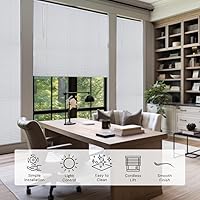 Vista 2 de LOTUS & WINDOWARE - Mini persiana de aluminio sin cuerda de 1 pulgada, 25 pulgadas de ancho x 84 pulgadas de largo, blanca, persianas metálicas