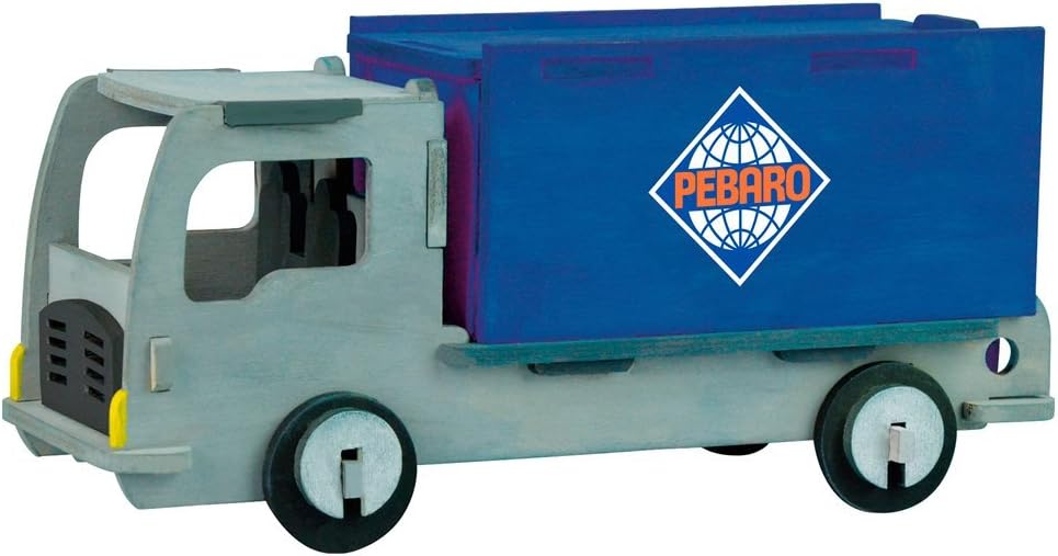 Pebaro 354S fretsaw template truck, 3 mm plywood, DIN A4, motif pre-printed, saw with fretsaw curve, craft, paint, ready, fretsaws, craft with wood, gift idea