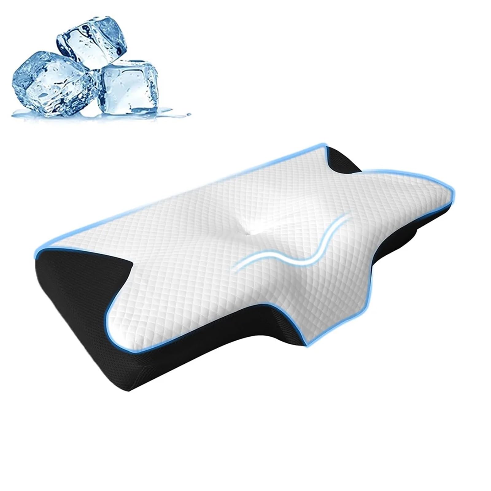 EVAWOIFN Latex Pillow Butterfly Sleep Memory Neck Pillow Slow Rebound Comfortable Foam Cervical Orthopedic Massage Bed(Black)