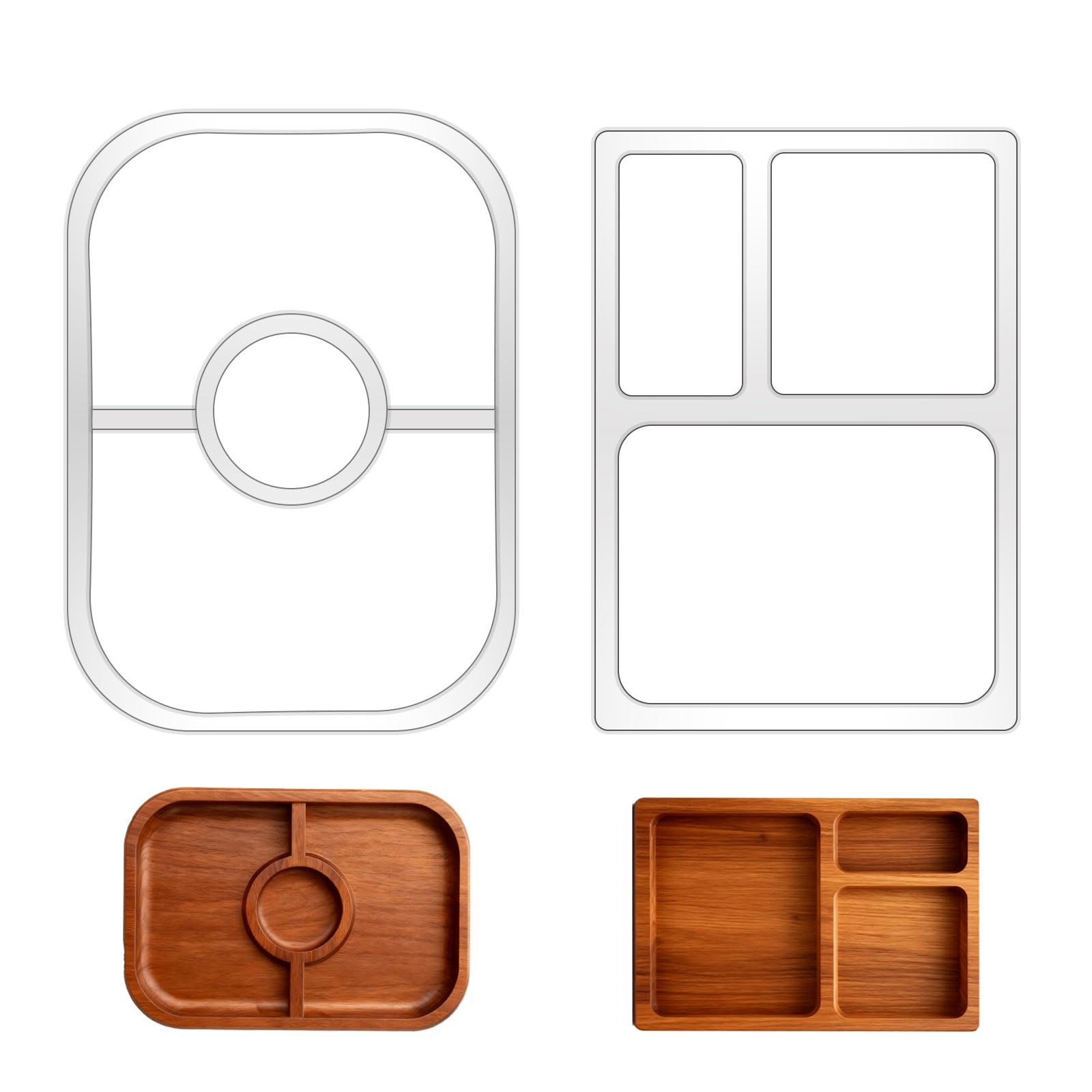 2 Pcs 2 Styles 5mm Thick Valet Tray Router Templates, Valet Tray Wood Craft Tools Tracing Guide, Kitchen Tracing Guide Tools for Woodworking