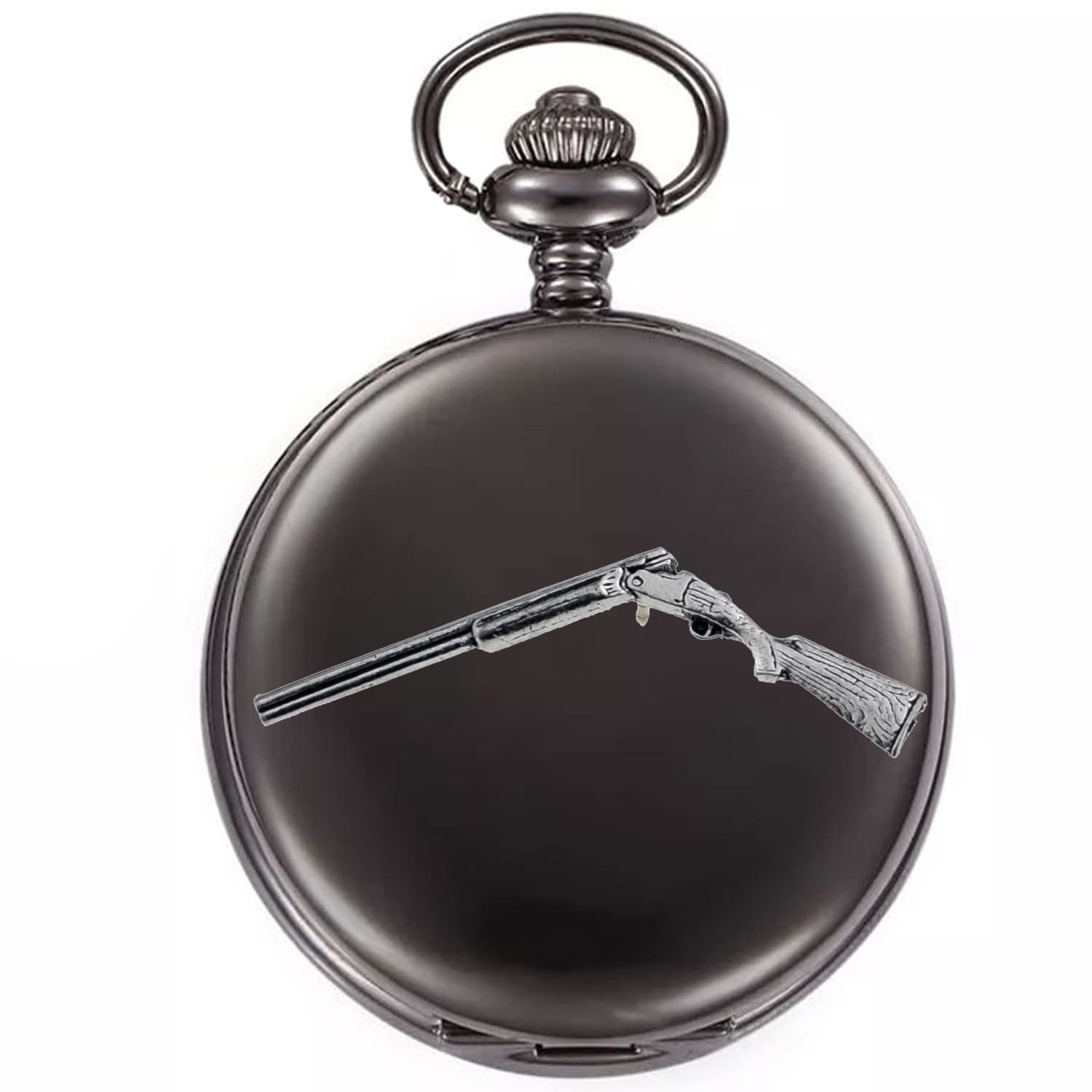 Montre de poche gousset G33 avec étui shotgun noir poli, un coffret cadeau idéal pour homme - 2
