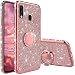 Produktbild XTCASE Hülle für Samsung Galaxy A20e, Glitzer Bling Glänzend Strass Diamant Handyhülle mit 360 Grad Ring Ständer Ultradünn Stoßfest TPU Silikon Tasche Schutzhülle - Rosé Gold