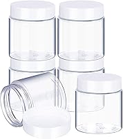 Vista 161 de 6 Pack 6oz Plastic Jars Containers with Lids Wide-mouth Refillable Leakproof Reusable Round Empty Jars for Travel Cosmetic Dry Food Spice Candy Clear