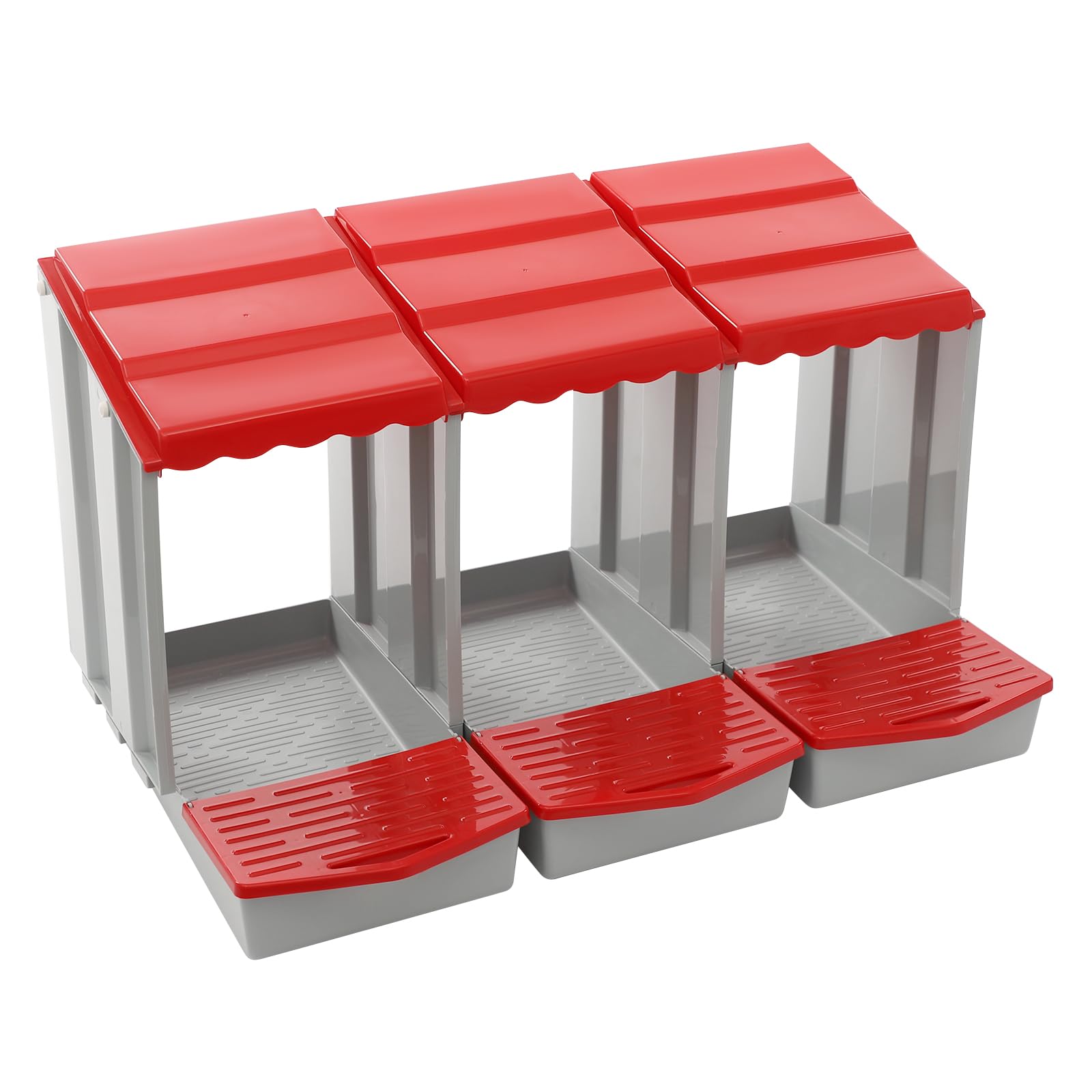 Nido per polli a 3 camere, nido per polli a parete, nido di galline in plastica con fondo inclinato, rosso