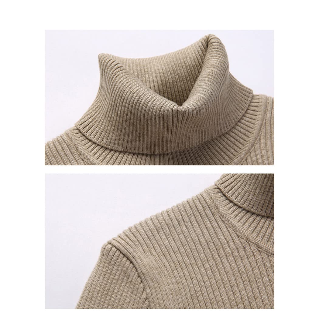 YIOLEAMP Otoño Invierno Hombres Negro Cuello Alto Slim Fit Pullover Color sólido hecho punto suéter transpirable