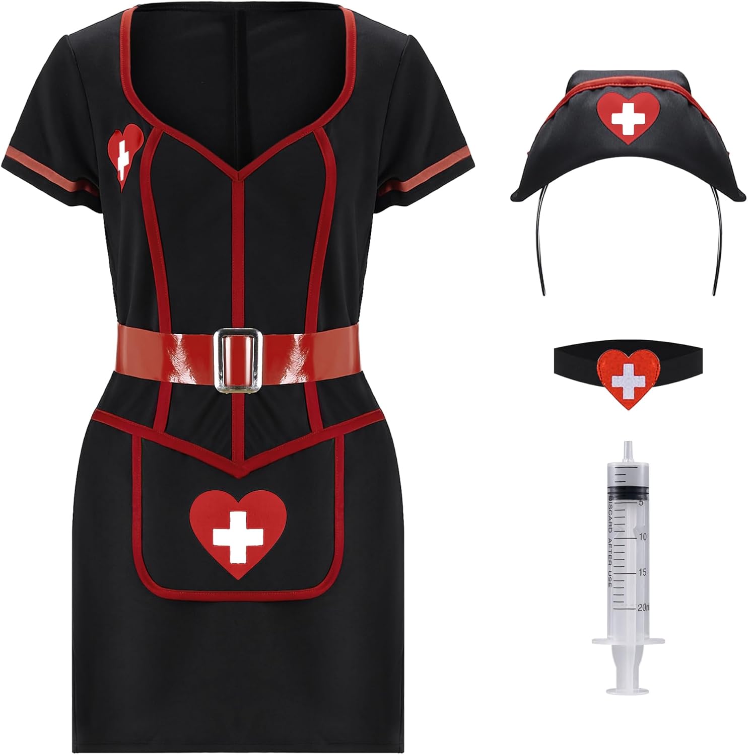Spooktacular Creations Halloween Nurse Costume Woman, Black Nurse Costume Cardiac Arrest Dress for Halloween Costumes Cosplay