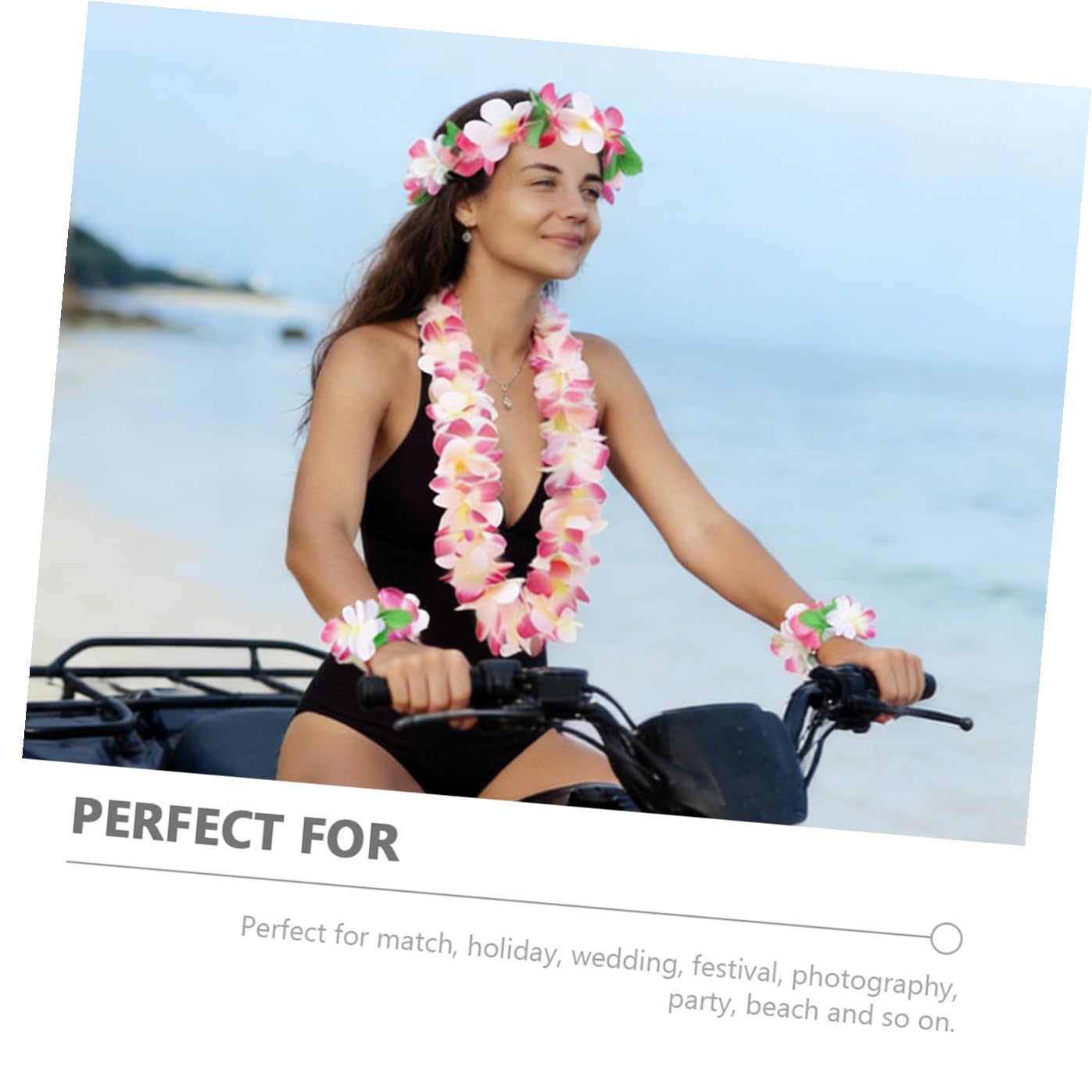 STOBAZA 2juegos Conjunto De Accesorios De Fiesta Hawaiana De Guirnaldas De Flores Diadema Collar y Pulseras Decoración Para Eventos Tropicales Para Cumpleaños y Celebraciones Luau