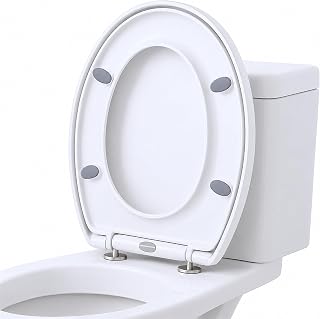 Harbour Housewares Toilettensitz mit Soft-Close für ovale Toiletten - Weiß - Antibakterielle ovale WC-Abdeckung, verstellbare Scharniere, abnehmbarer Toilettensitz mit Soft-Close und Befestigungen