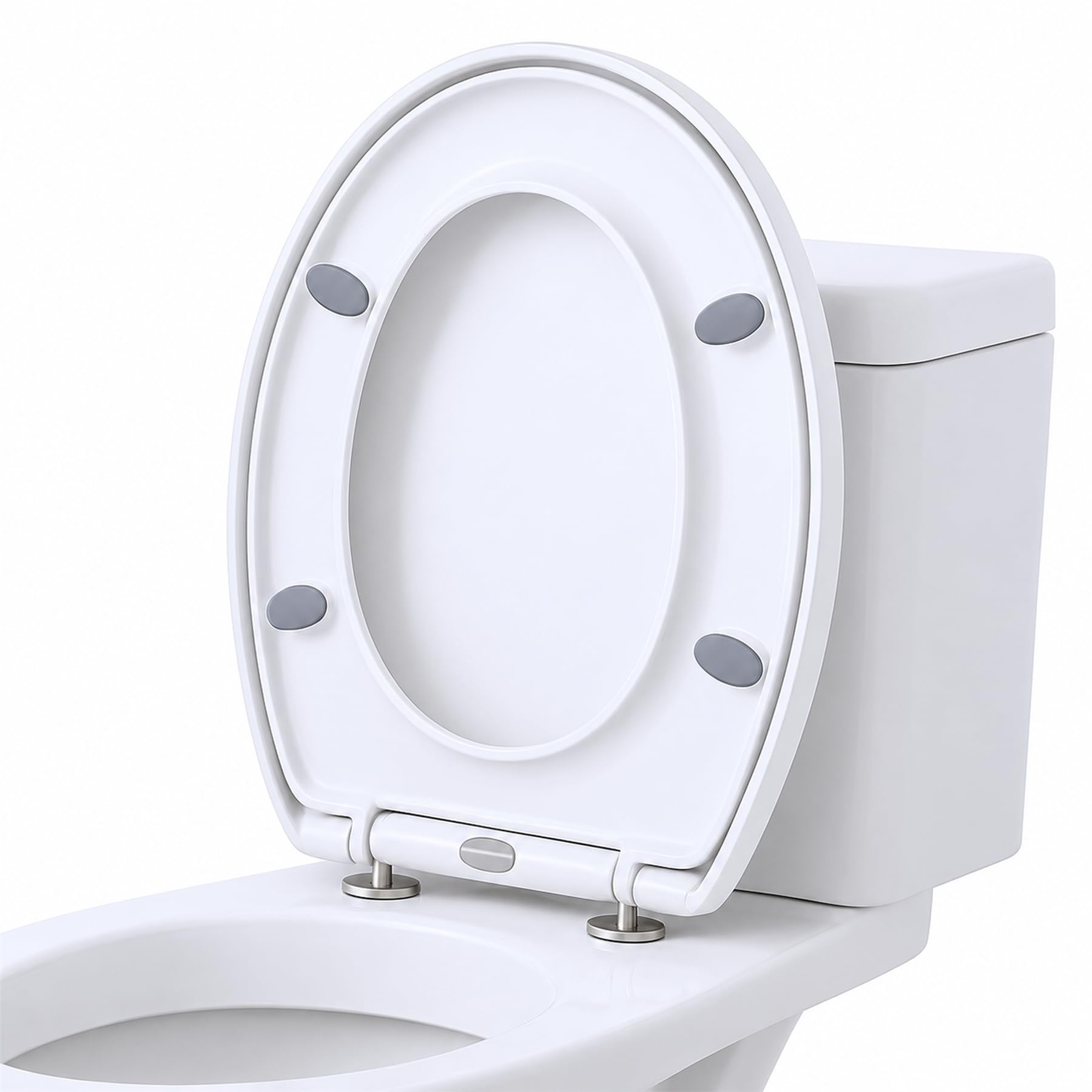 Harbour Housewares Soft Close Toilet Seat for Oval Toilets - White - Anti-Bacterial Oval Shape Bathroom Bowl Loo Cover Durable Adjustable Hinges Quick Release Toilet Seat Soft Close with Fixings