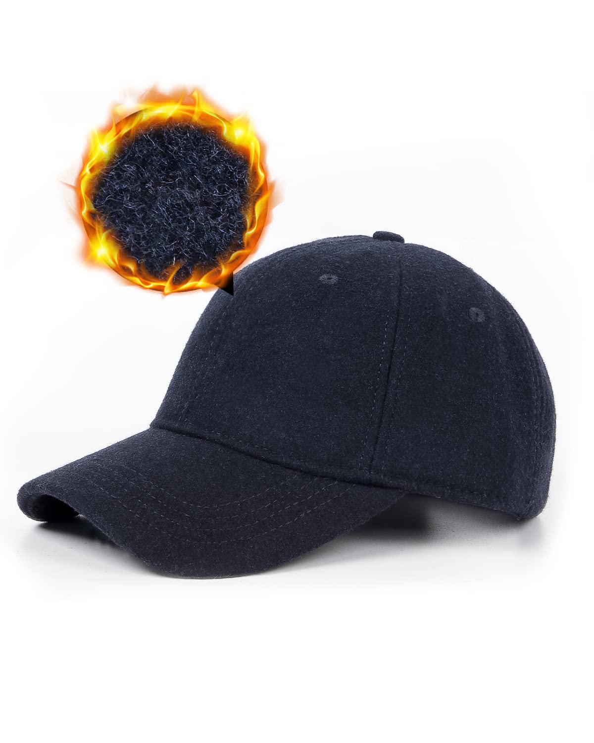 Zylioo Cappello da baseball oversize XXL in lana, berretto invernale dalla struttura morbida, berretto caldo regolabile per papà