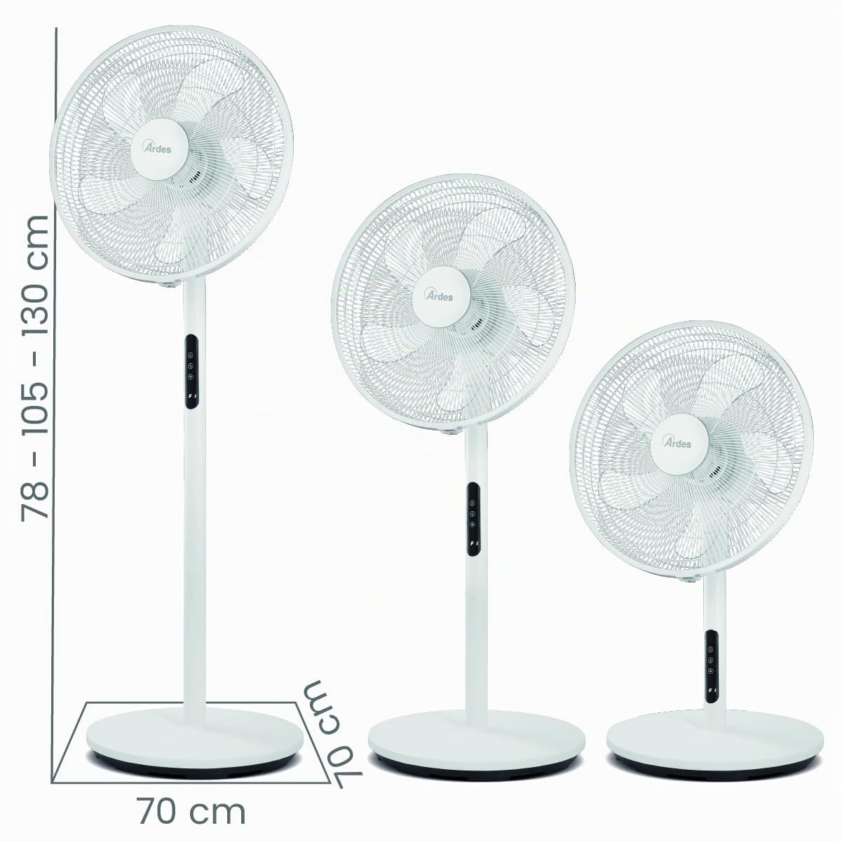 Ardes HURACAN Ventilatore Multifunzionale 60W 45 cm 3 in 1 da Pavimento e Tavolo con Oscillazione Automatica, Inclinazione Regolabile, 4 Velocità, Timer 9 h, mando e 5 Pale