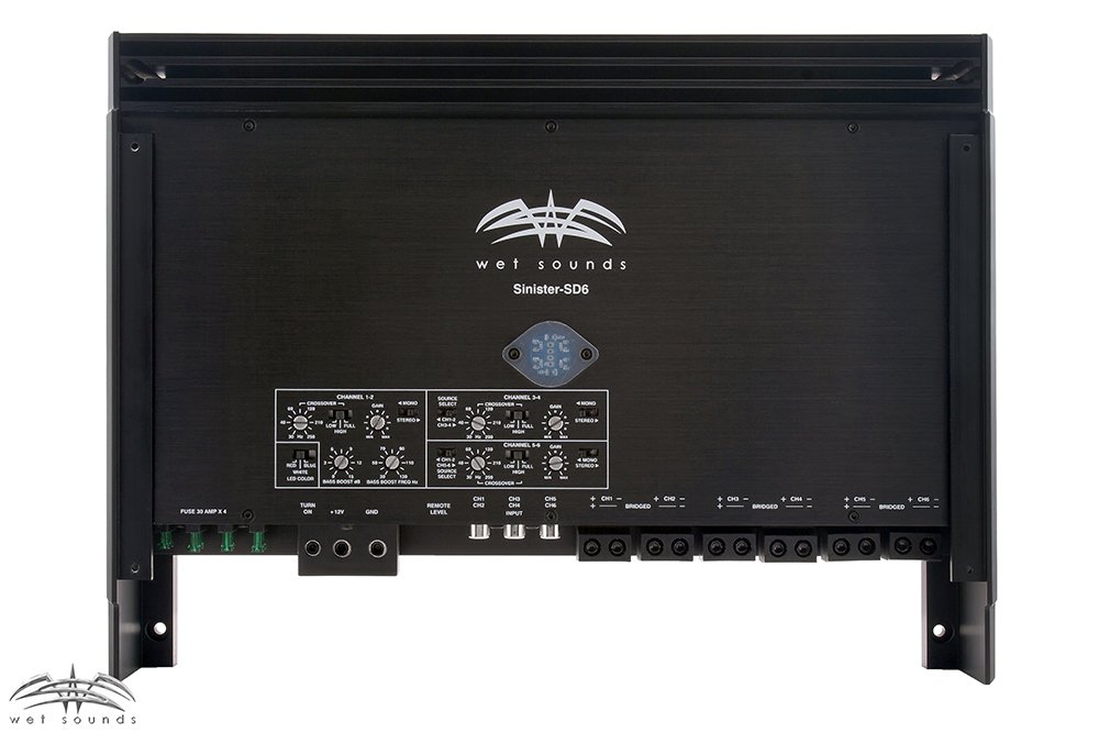 Wet Sounds Sinister SDX6 6-Channel Amp - 6x185W @ 4 Ohms, 6x290W @ 2 Ohms, 3x585W Bridged (Certified Refurbished)