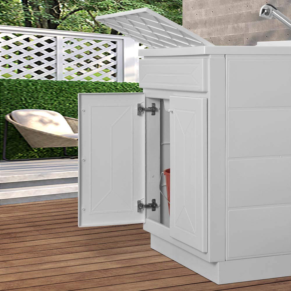Mobile lavatoio in Resina, ideale per esterni e interni, 45x50-50x50-45x60-60x50-60x60, COMPLETO di asse lavaggio e kit sifone + piletta (60x60)