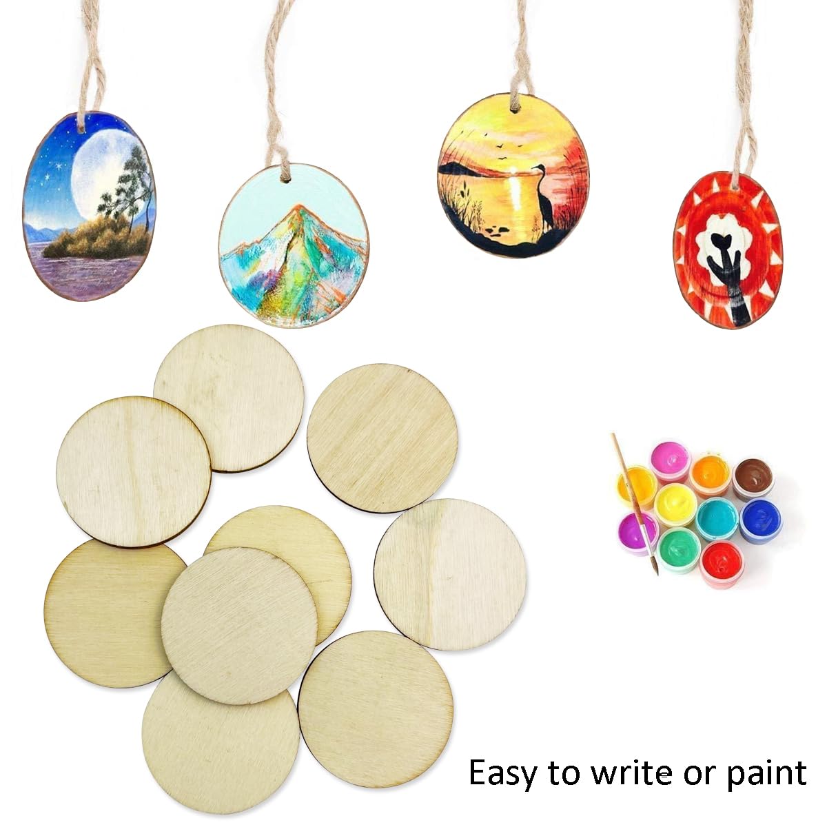 200 Pieces Unfinished Wood Circles - 1.5 Inch Round Discs For DIY Crafts & Painting (1/8" Thick) - View #7