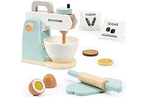 Frogprin Wooden Toy Mixer Set: Essential Mixing Station for Pint-Sized Chefs