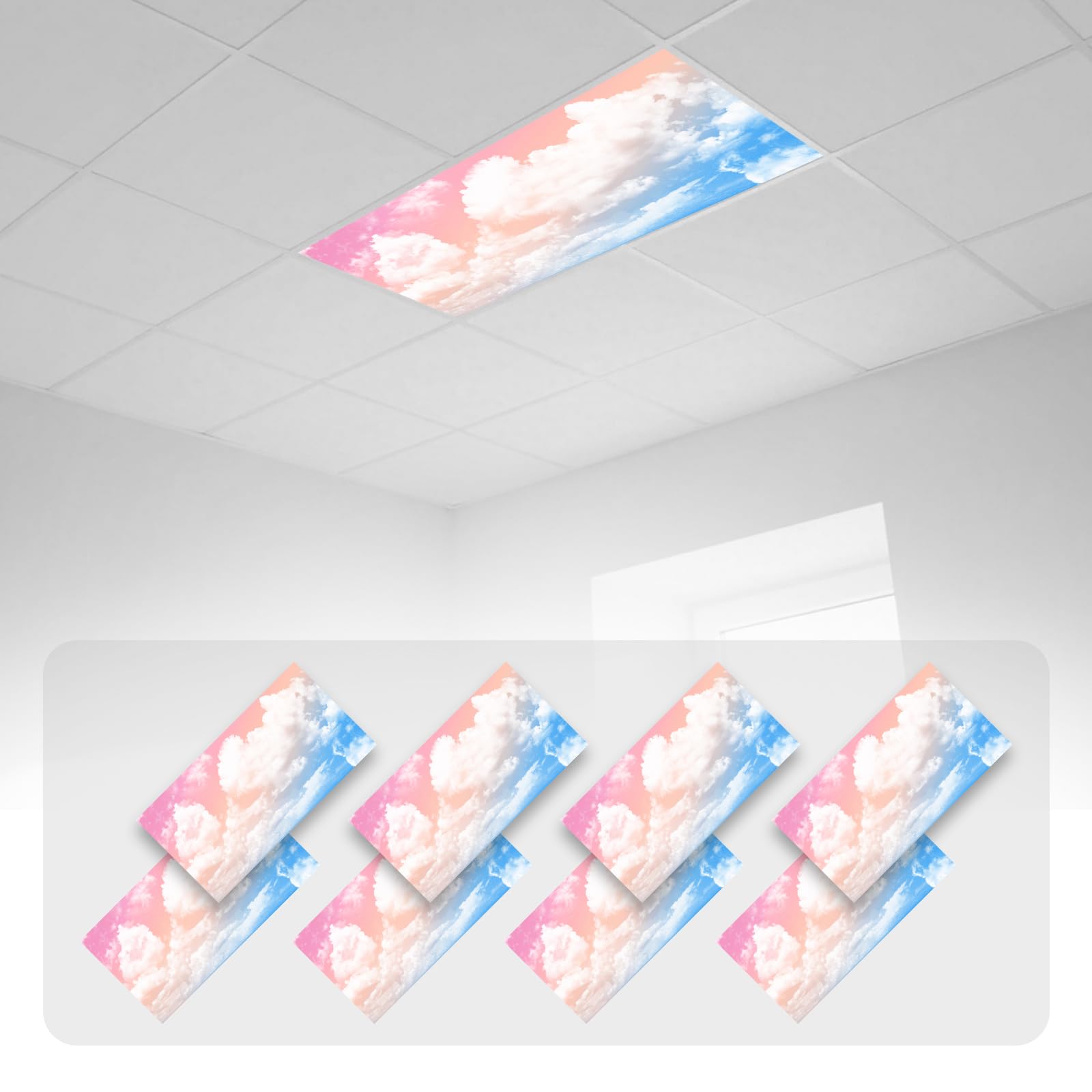 8 Pcs Fluorescent Light Covers with 80 Magnets Decorative for Classroom Ceiling Light 4 x 2 Feet Magnetic Light Covers Filter Easy Install for Office Hospitals &amp; Home Drop Ceiling Supplies