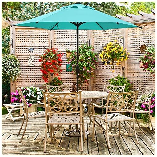 PRLADON 9ft Patio Outdoor Market Table Umbrella with Push Button Tilt & Crank
