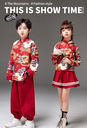 2-piece Girl's Hanfu Dress Chinese Tang Suit Dress Performing Costumes Hanbok for Kids