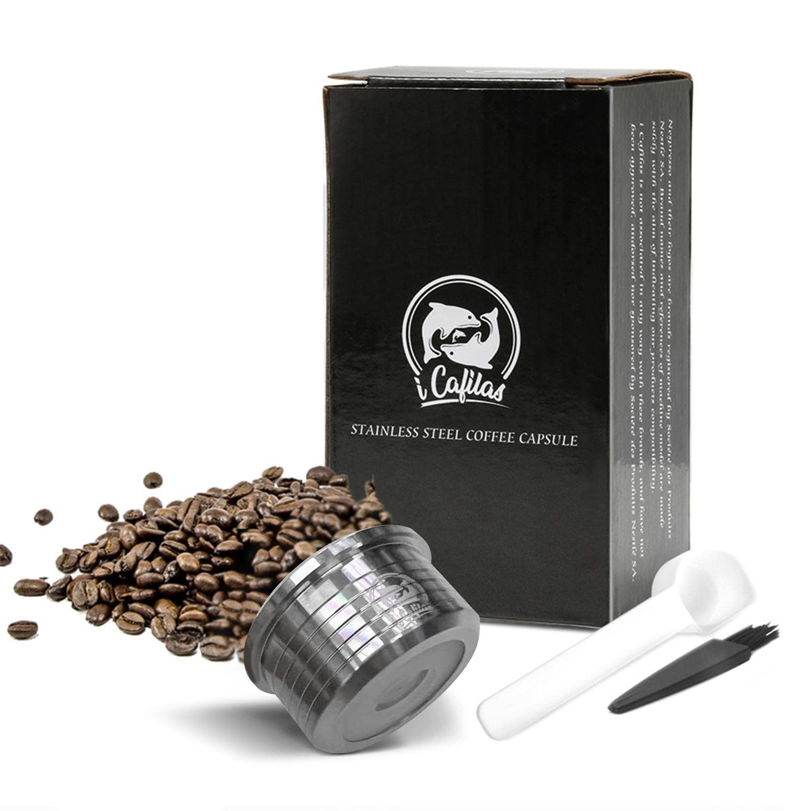 Filtros de Café Recargables Cápsula Reutilizable Kit Accesorios Acero Inoxidable Cápsula Cepillo Cuchara Adecuado para Preparar Bebidas Calientes