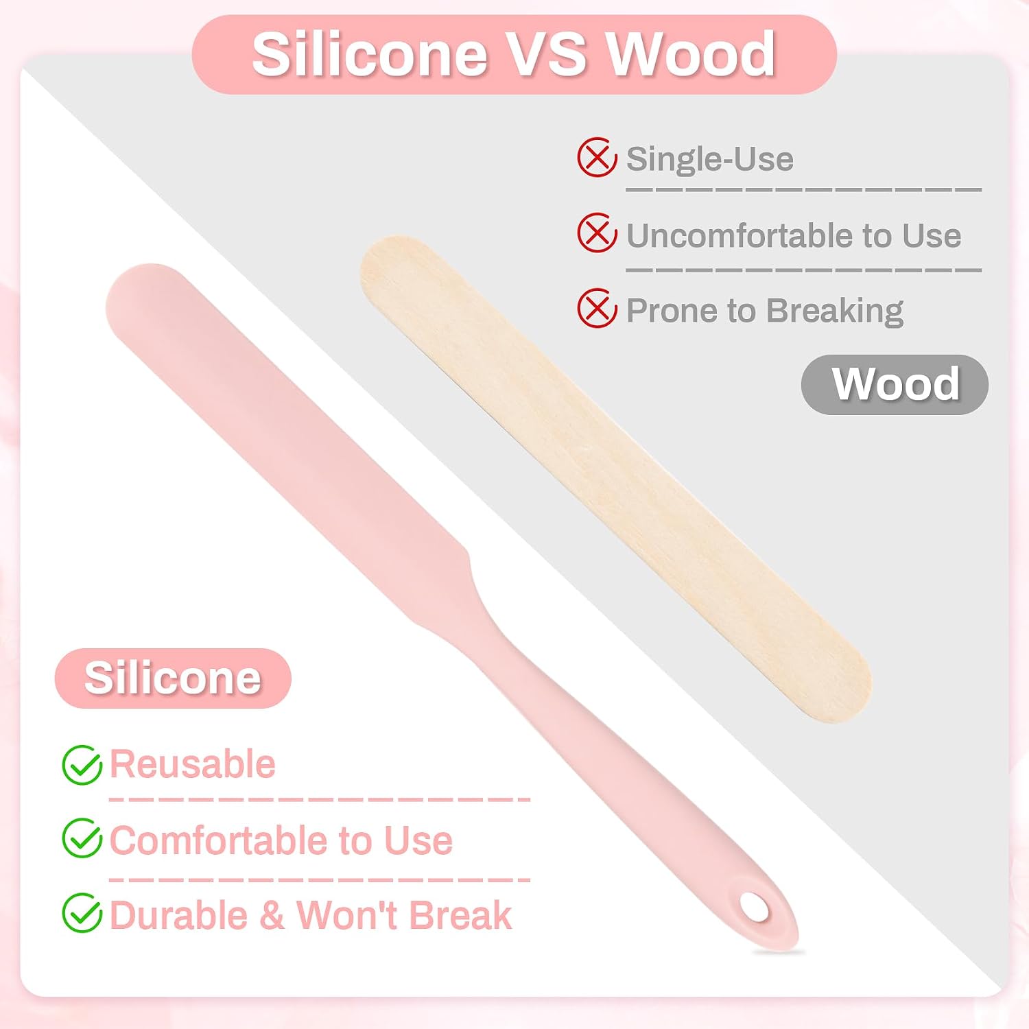 Non Stick Wax Spatulas - 3 Reusable Silicone Wax Stick Applicator for Face Boby Hair Removal Waxing Accessories Removal Product Esthetician Supplies Professional For Home Beauty Salon Use.