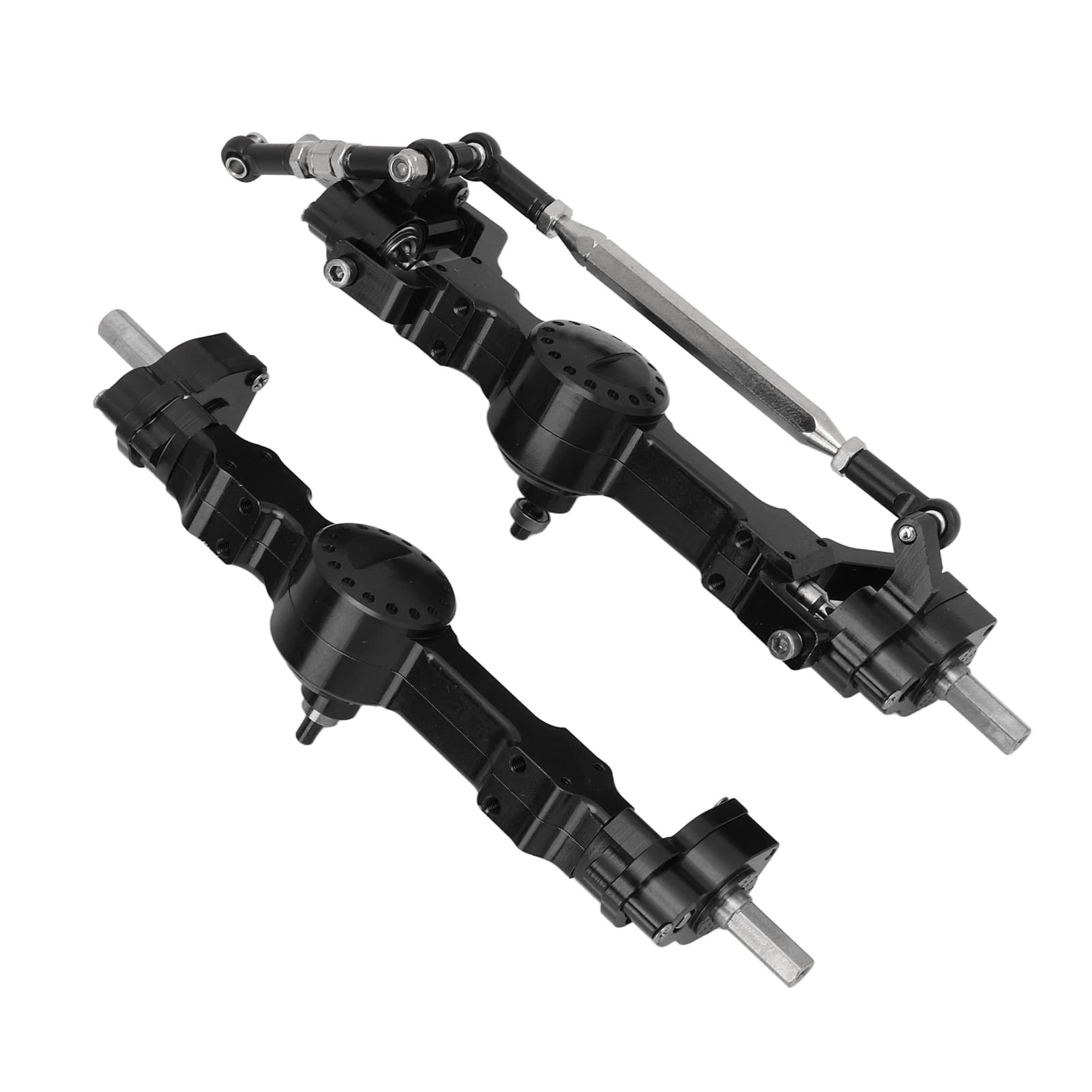 Alomejor Części do Samochodów RC, Przednia oś Tylna ze Stopu Aluminium ze stalową przekładnią wewnętrzną do Pojazdów RC MN D90 D91 D96 D99S w Skali 1:12 (BLACK)