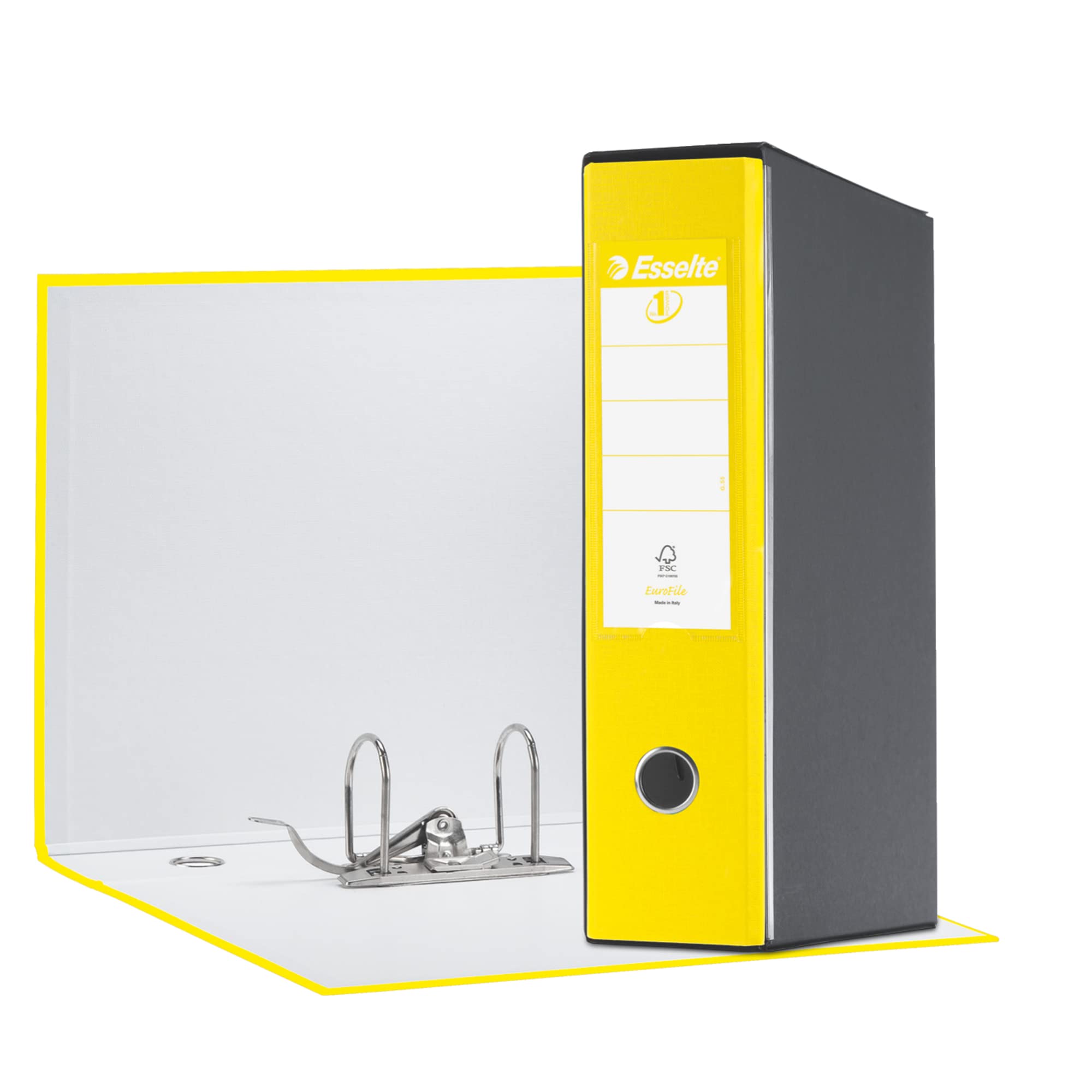 ESSELTE G55 EUROFILE Registratore - f.to protocollo dorso 8 cm - Giallo Vivida - Conf. da 6 Pezzi