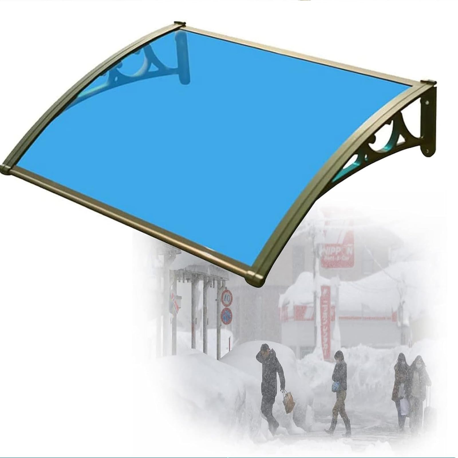 Auvent de protection contre la pluie pour fenêtre et porche de terrasse bleu