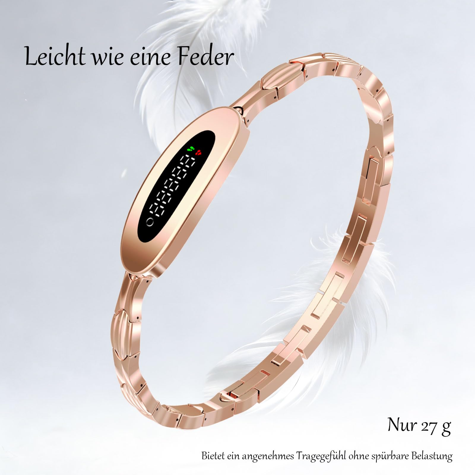 Findtime Schmal Damen Aktivitätstracker Fitness Tracker Smart Bracelet IP68 Wasserdicht Herzfrequenz Gold