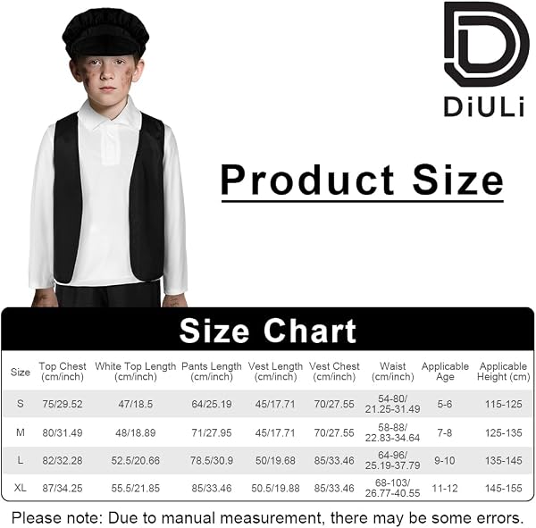 DiULi Costume da Ragazzo Vittoriano, Costume Vittoriano per Bambini, Vestito Medievale Bambini, per Carnevale, Festa, Cosplay, Disponibile Taglia S-XL - 2