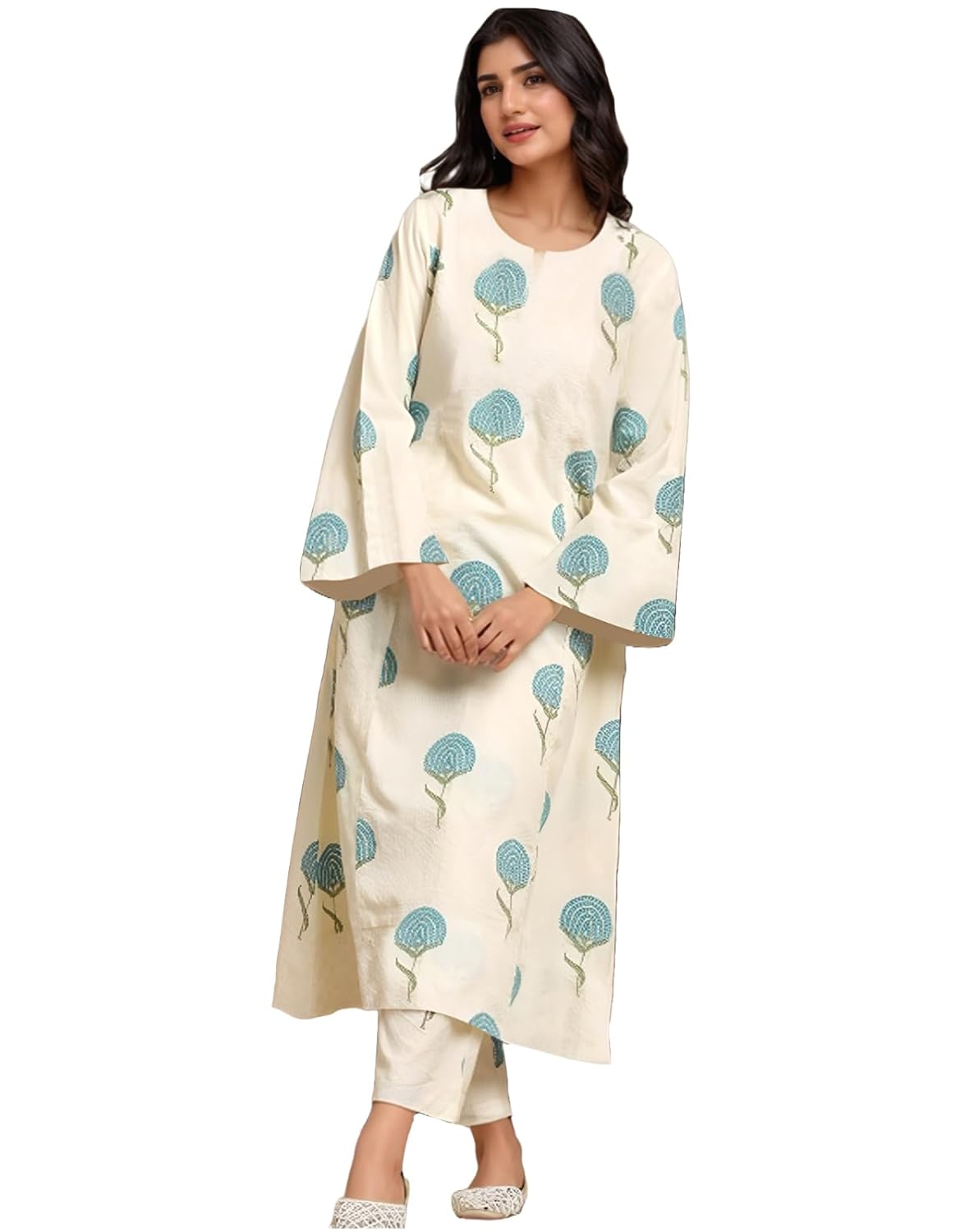 ANNI DESIGNER Women Rayon Viscose Regular Fit Printed Straight Kurta with Pant