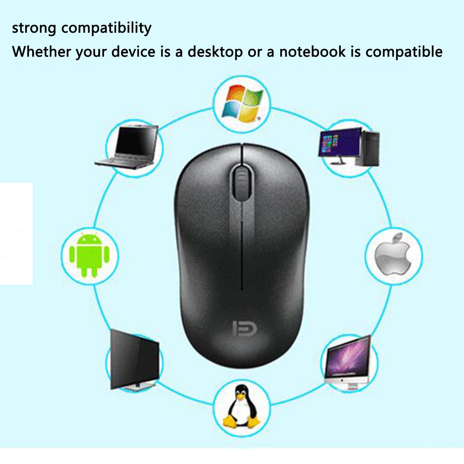 JUSHZ Souris sans Fil Ergonomique Gamer Gaming Photoélectrique 1600 DPI 2,4 GHz Brancher Et Utiliser (100x60mm,White)