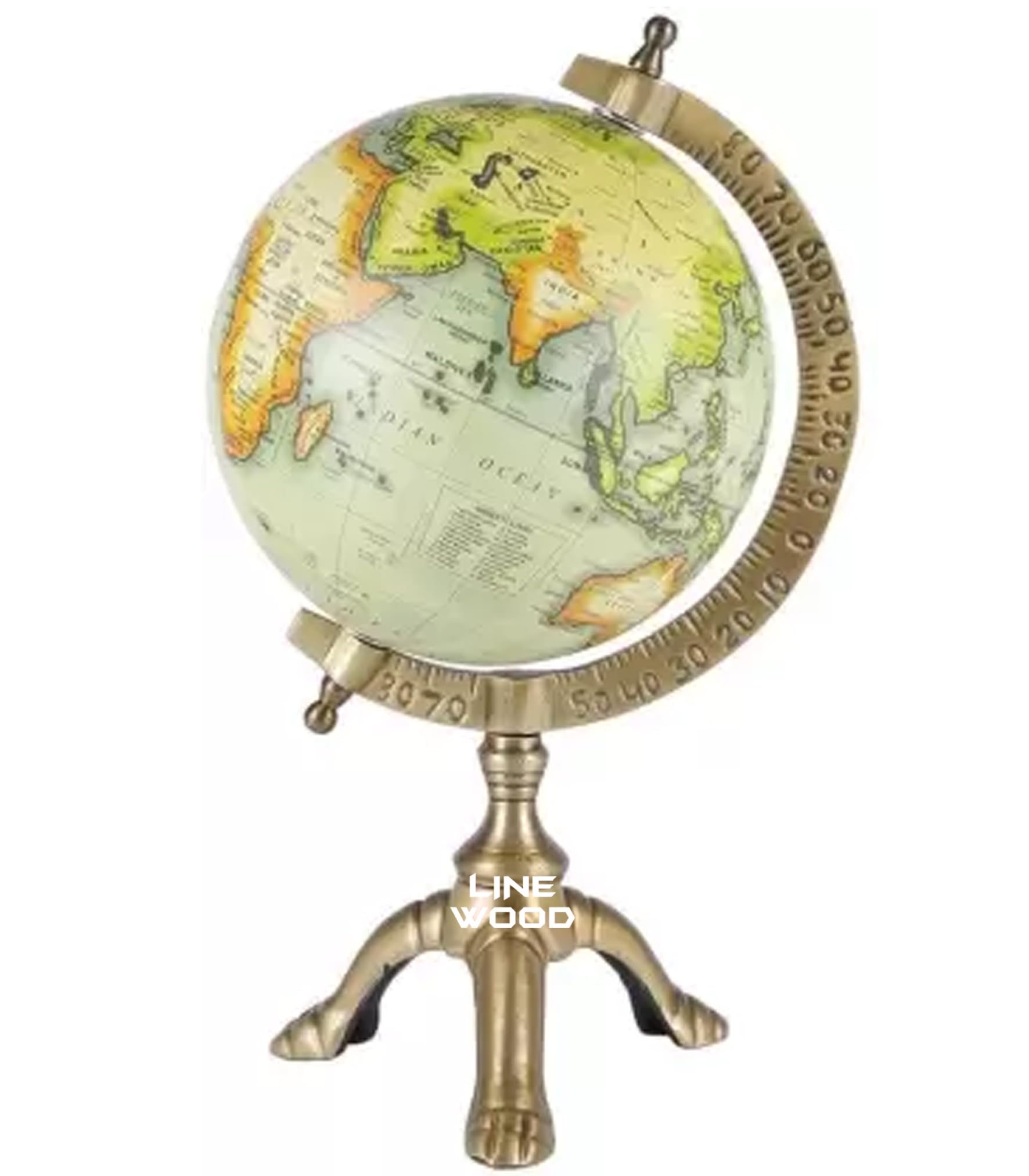 Antique Brass Educational World Globe on Rotating Stand - Political Map - Home/Office/Kids' Decor (12 Inch - Green)