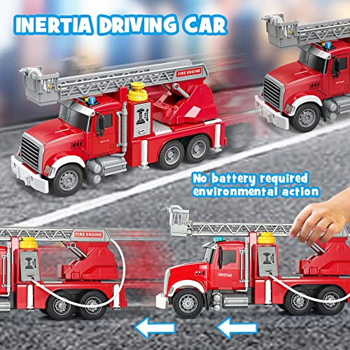 Image of Dwi Dowellin Kids Fire Truck Toys for 3 4 5 6 Years Old Boys, Fire Rescue Vehicle with Shooting Water,Lights and Sounds