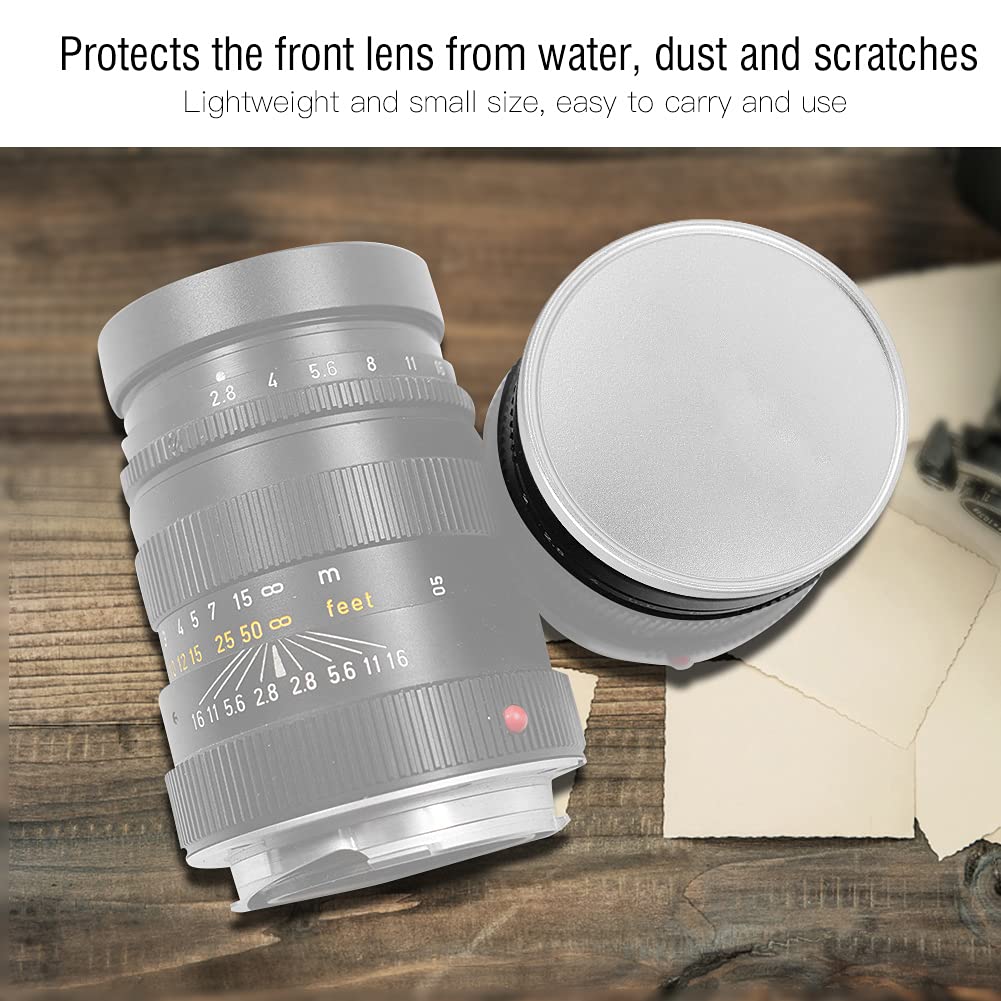 NIZUUONE 39mm Professional Lens Cap Metal Front Cap for Cameras Photography Accessories (Silver)