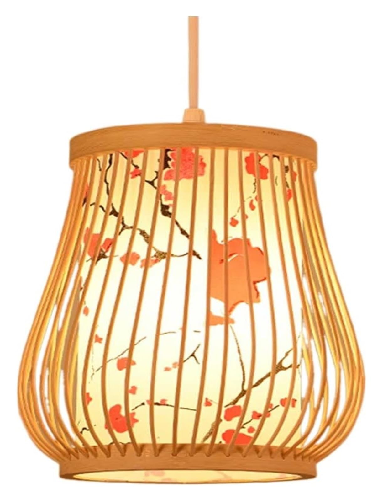 LYMSXAZOU 1-Pack Parchment Pendant Lights Cage Lamp Shade Rattan Hanging Wicker Hollow Chandeliers E27 Base Handmade Woven Ceiling Fixture