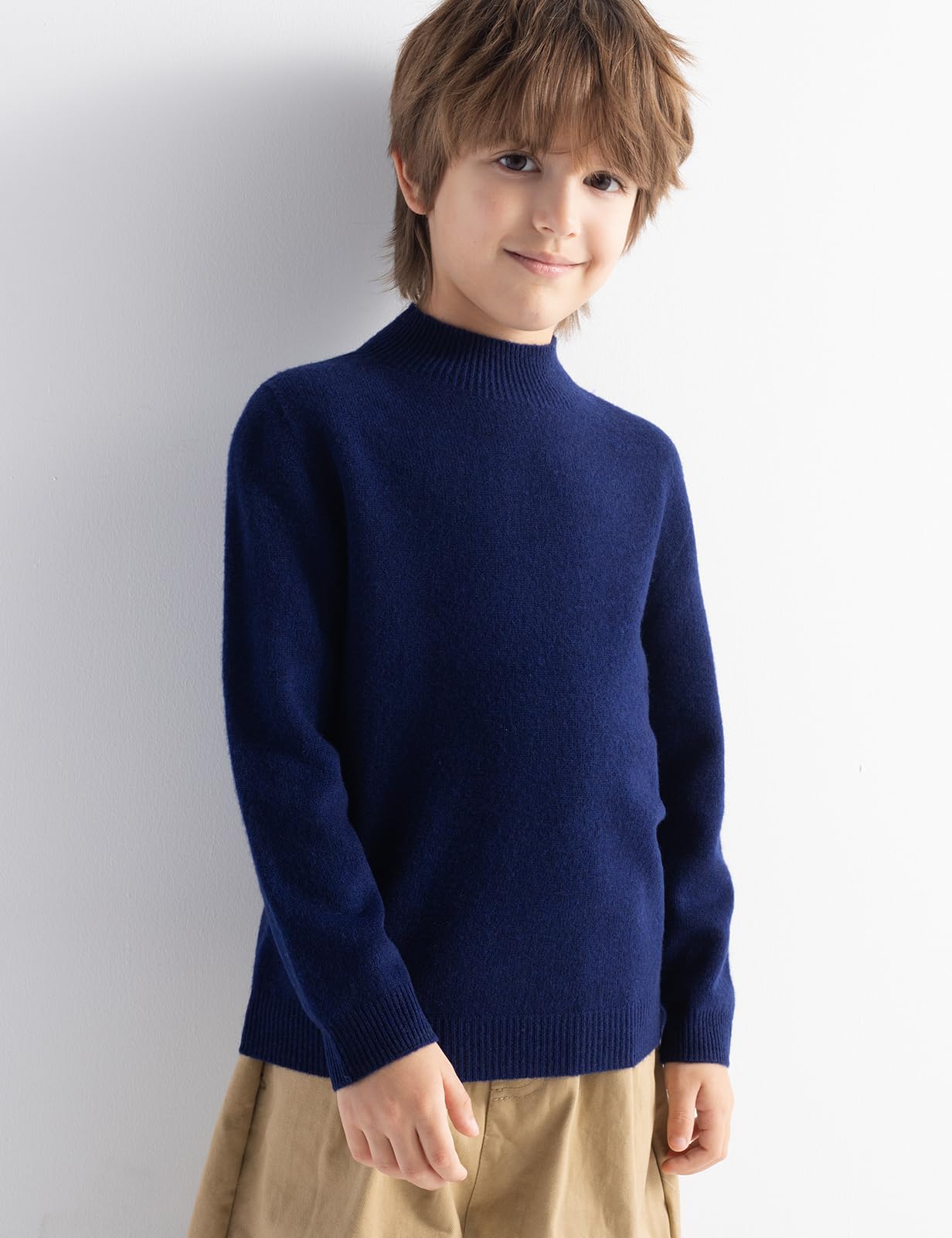 Chanyarn Niño Niña 100% Lana Merino Jerséis 2025 Otoño-Invierno Cuello Alto Medio Manga Larga Jersey De Punto Sin Costuras