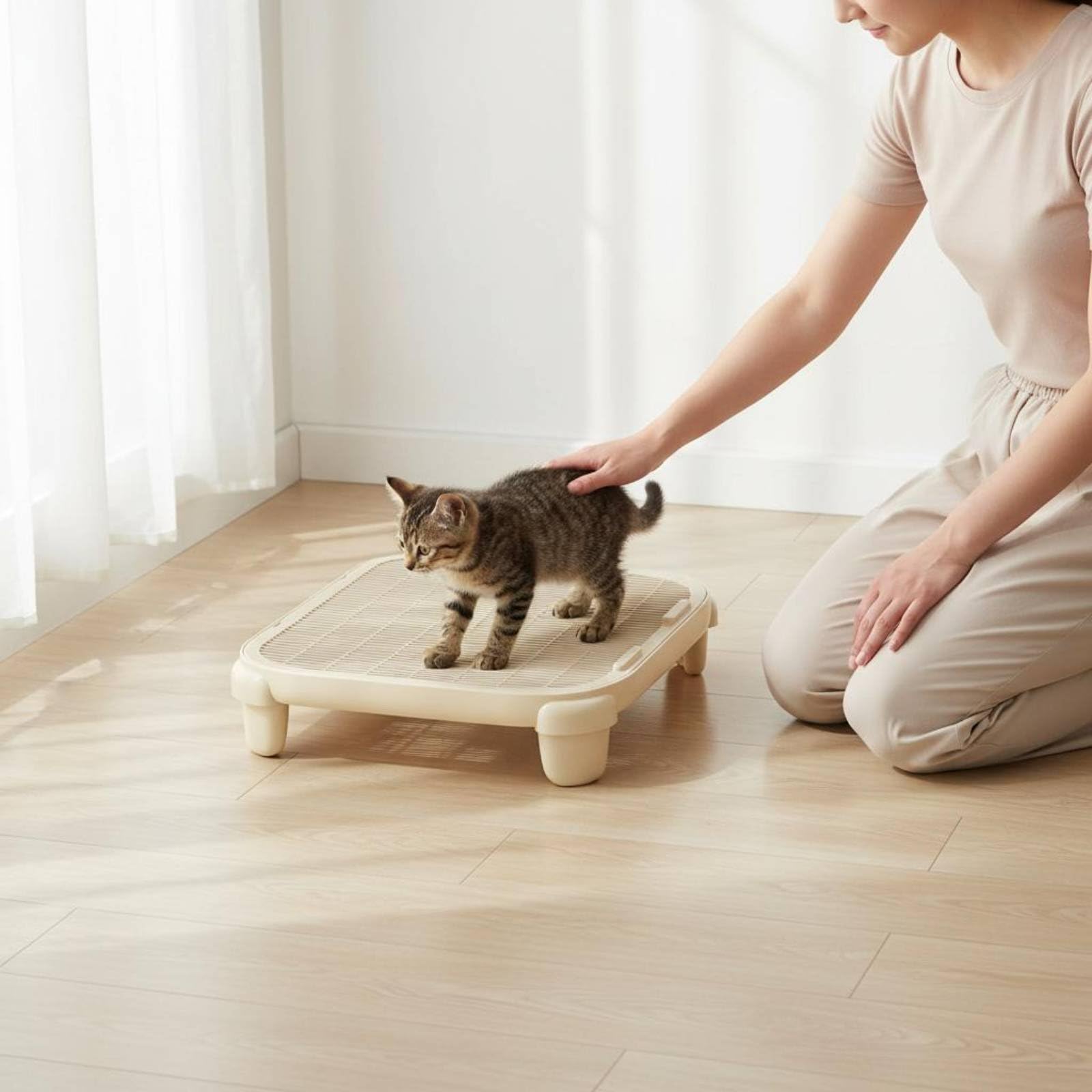 Katzenklo Schale Katzenstreu Auffangschale Katzenstreu Matte Katzenstreu Tablett Katzenklo Einlage mit Universeller Passform Pfotenreinigungsrost Und, White, Short Leg