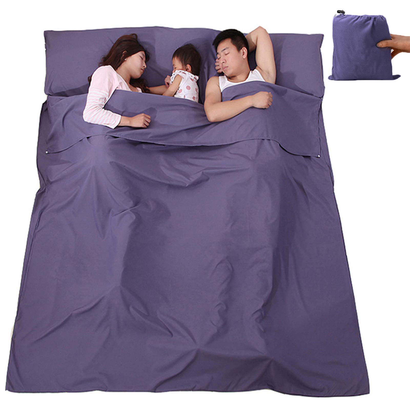 VILISUN Sleeping Bag Liner, Lightweight Portable, Soft Cotton Travel and Camping Sheet, with Compact and Carry Bag, for Travel, Hotel