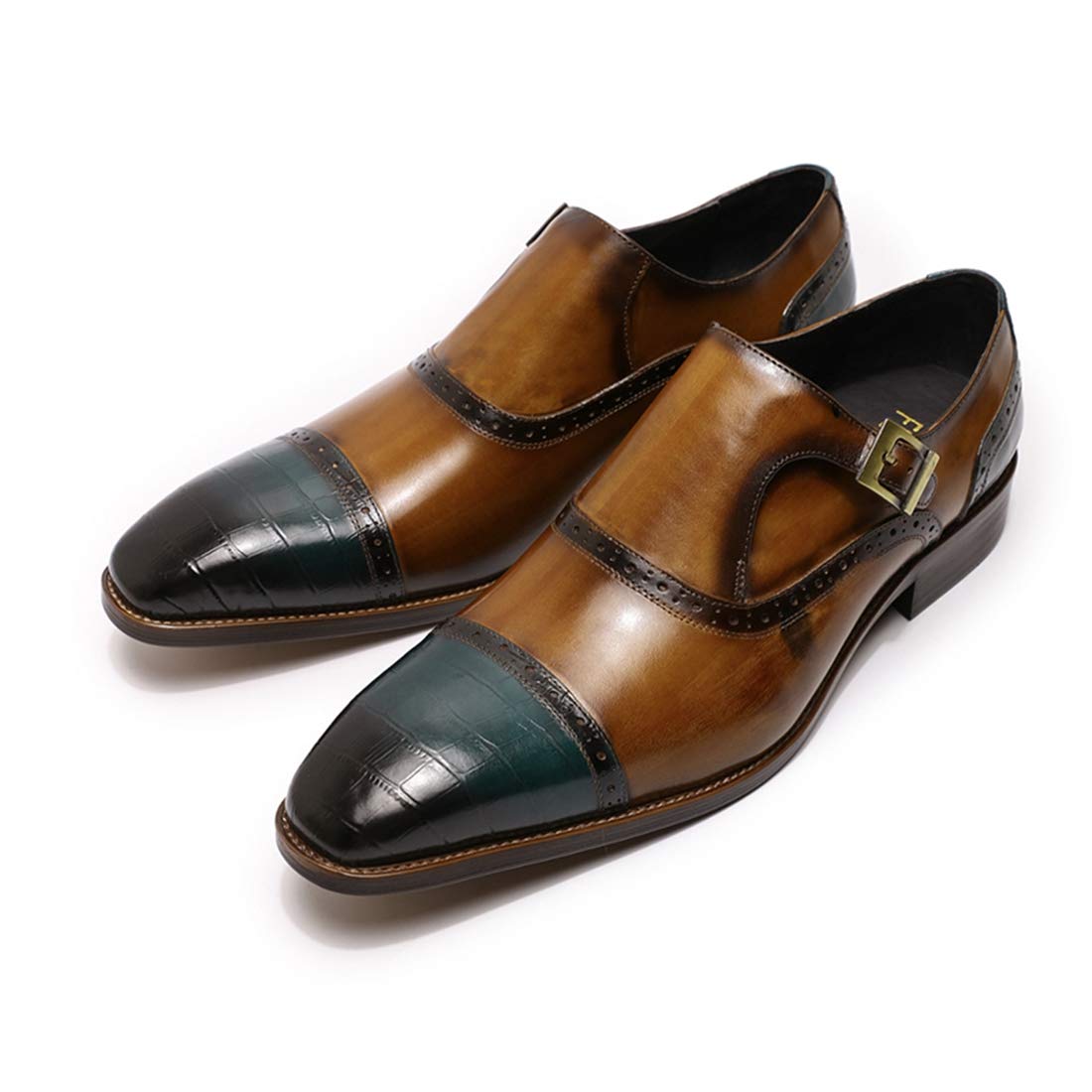 Felix Chu Mens Dress Leather Shoes Handmade Loafers Cap Toe Brown Blue Business Wedding Oxfords Men 